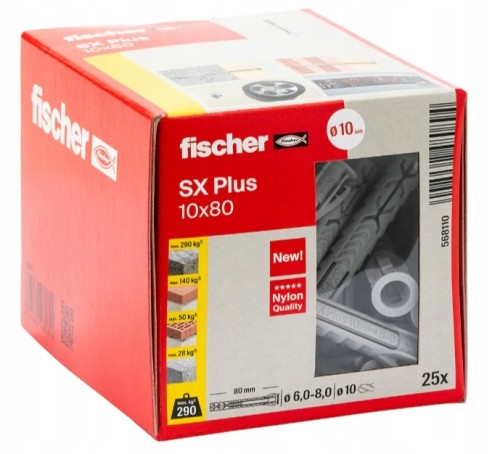 Opakowanie kołków Fischer SX Plus 10x80