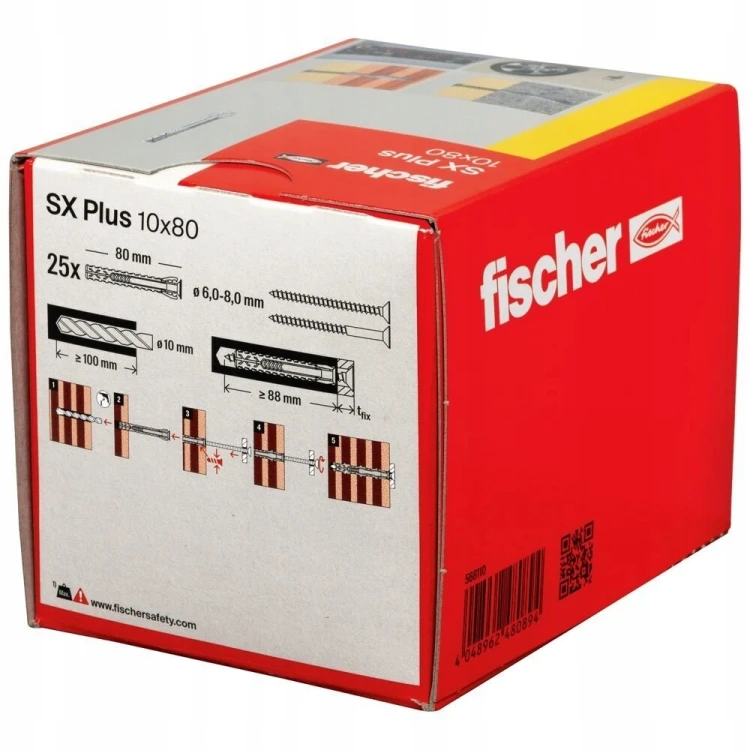 Opakowanie kołków Fischer SX Plus 10x80